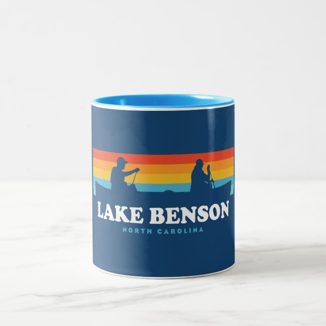 Lake Benson North Carolina Canoe Two-Tone Coffee Mug (Center)