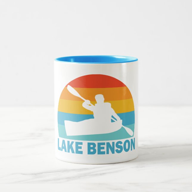 Lake Benson North Carolina Kayak Two-Tone Coffee Mug (Center)