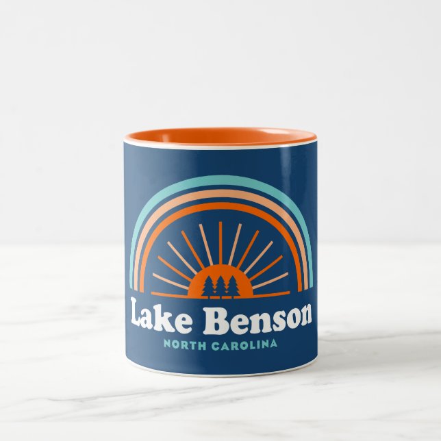 Lake Benson North Carolina Rainbow Two-Tone Coffee Mug (Center)