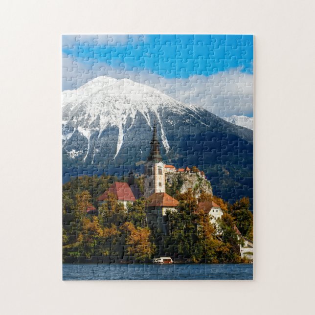 Lake Bled landscape in autumn Jigsaw Puzzle (Vertical)