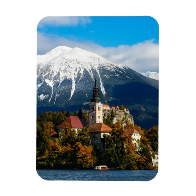 Lake Bled landscape in autumn Magnet (Vertical)
