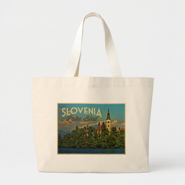 Lake Bled Slovenia Large Tote Bag (Front)