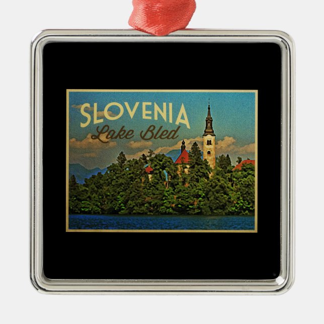 Lake Bled Slovenia Metal Tree Decoration (Front)