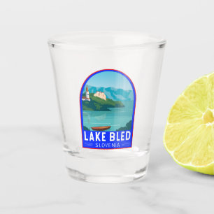 Lake Bled Slovenia Travel Retro Travel Art Vintage Shot Glass