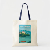Lake Bled Slovenia Travel Retro Travel Art Vintage