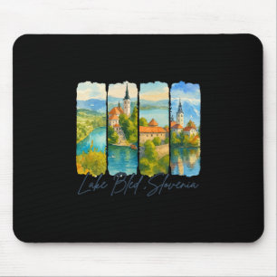 Lake Bled Slovenia Travel Trip Brushstroke Souveni Mouse Pad