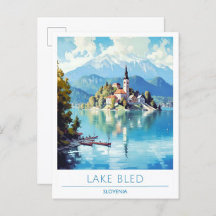 Lake Bled Slovenia Vintage Travel Postcard