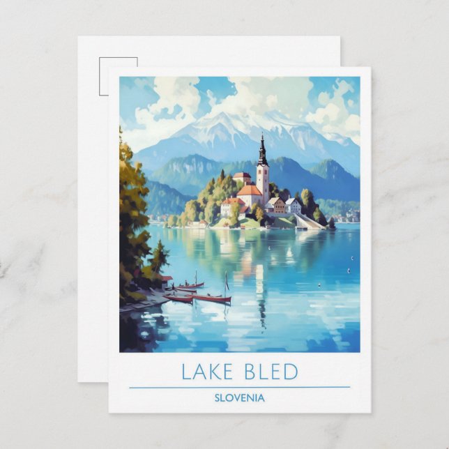 Lake Bled Slovenia Vintage Travel  Postcard (Front/Back)