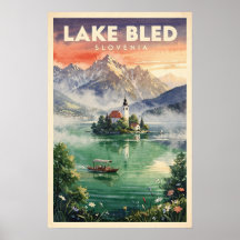 Lake Bled Slovenia Vintage Travel