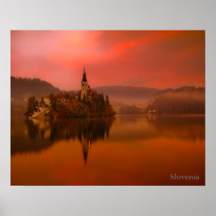 Lake Bled Sunset   Natural Beauty of Slovenia Poster