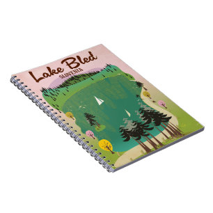 Lake Bled vintage style travel poster Slovenia Notebook