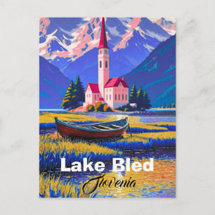 Lake Bled Watercolor Postcard Slovenia Travel Post
