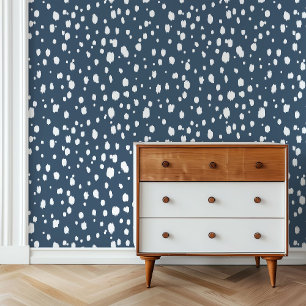Lake Blue and White Abstract Dots Wallpaper