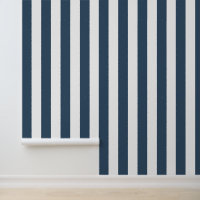 Lake Blue and White Bold Vertical Stripes