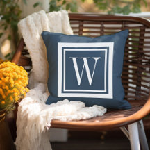 Lake Blue and White Classic Square Monogram