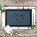 Lake Blue Family Monogram Doormat<br><div class="desc">Modern minimalist doormat personalised with your name monogram,  family established date or other custom text. Click the Customise It button to choose any background colour,  change fonts,  add your own text and photos to match your unique style.</div>