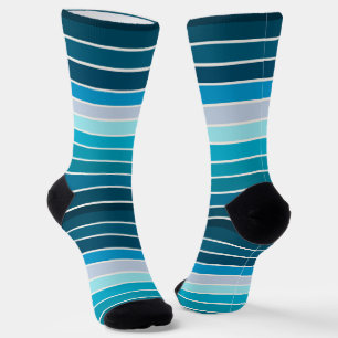 Lake Blue Stripes Navy, Sky Blue, Aqua Socks