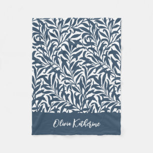 Lake Blue Willow Bough Monogrammed Fleece Blanket