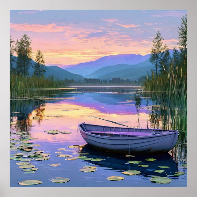 🚤 Lake Boat Nature Wall Decor Gift For Home 🌅 (Front)