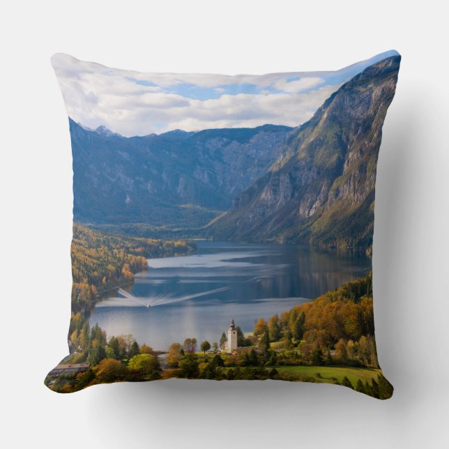 Lake Bohinj in Slovenia in autumn Cushion (Front)