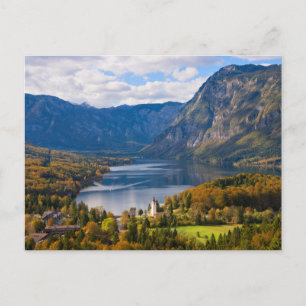 Lake Bohinj in Slovenia in autumn Postcard
