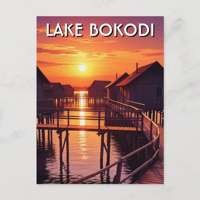 Lake Bokodi Hungary Sunset Postcard (Front)
