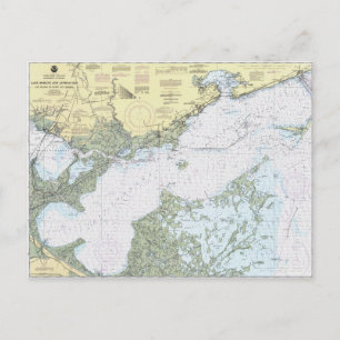 Lake Borgne LA Nautical chart postcard