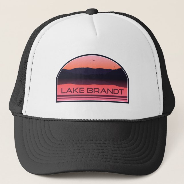 Lake Brandt North Carolina Red Sunrise Trucker Hat (Front)