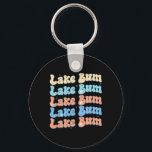 Lake Bum Retro Groovy Lake Life Summer Vibes  Key Ring<br><div class="desc">Lake Bum Retro Groovy Lake Life Summer Vibes</div>