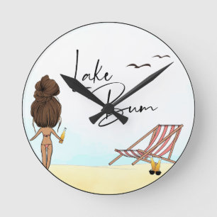 Lake Bum Round Clock