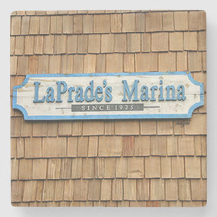 Lake Burton, LaPrades Marina Marble Stone Coaster. Stone Coaster