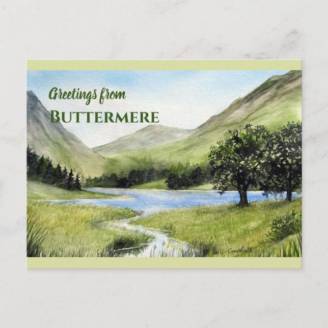 Lake Buttermere, England Watercolor Painting Postcard (Front)
