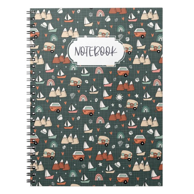 Lake Camping - Dark Teal Notebook (Front)