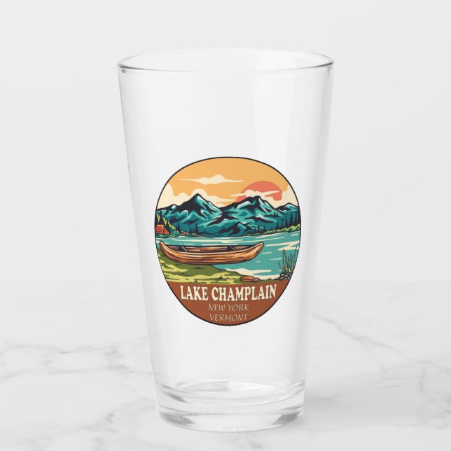 Lake Champlain Boating Fishing Emblem Glass (Front)