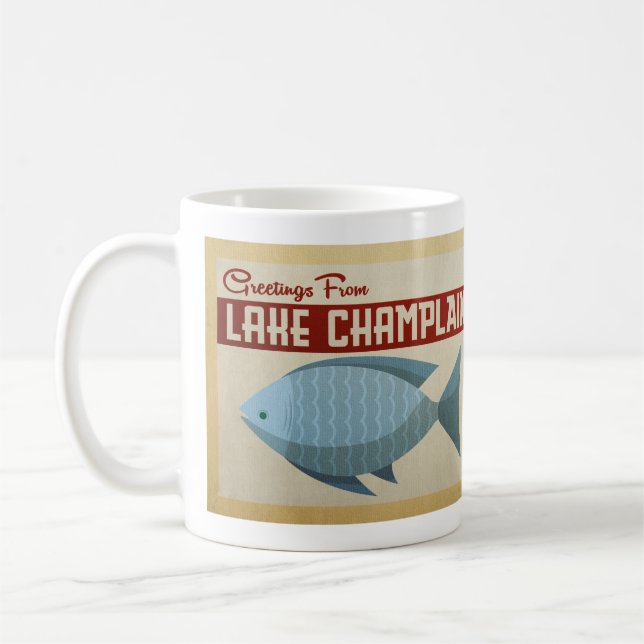 Lake Champlain Fish Vintage Travel Coffee Mug (Left)