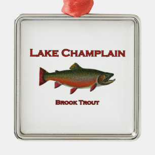 Lake Champlain Fishing Brook Trout Metal Tree Decoration