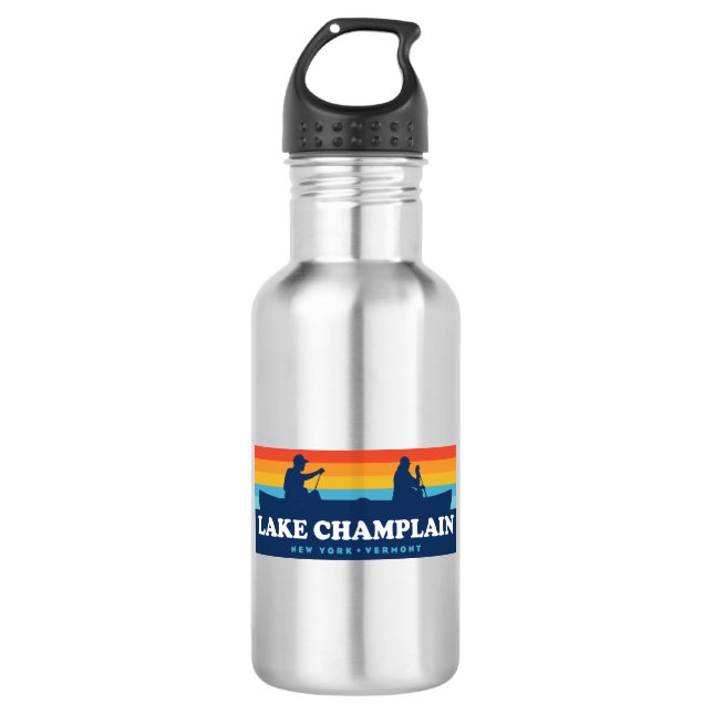 Lake Champlain New York Vermont Canoe 532 Ml Water Bottle (Front)