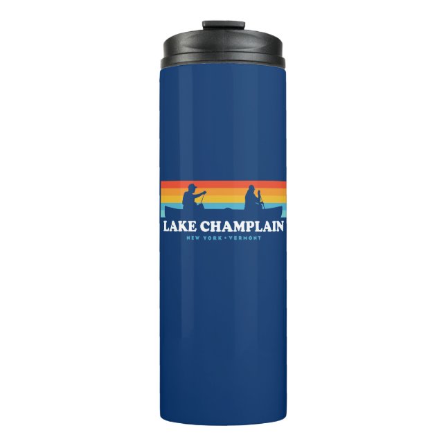 Lake Champlain New York Vermont Canoe Thermal Tumbler (Front)