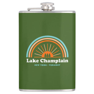 Lake Champlain New York Vermont Rainbow Hip Flask
