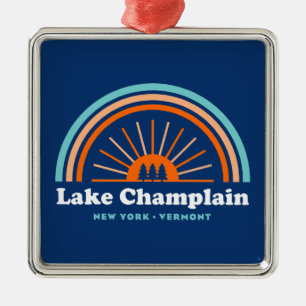 Lake Champlain New York Vermont Rainbow Metal Ornament