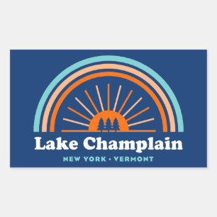 Lake Champlain New York Vermont Rainbow Rectangular Sticker