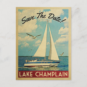 Lake Champlain Save The Date Sailboat Nautical Announcement Postcard
