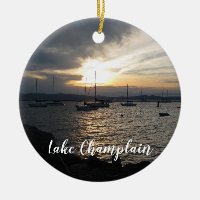 Lake Champlain, Vermont at Sunset Ornament (Front)