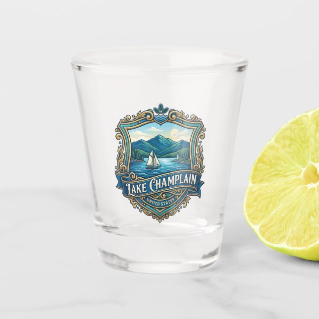 Lake Champlain Vermont Shot Glass (Front)