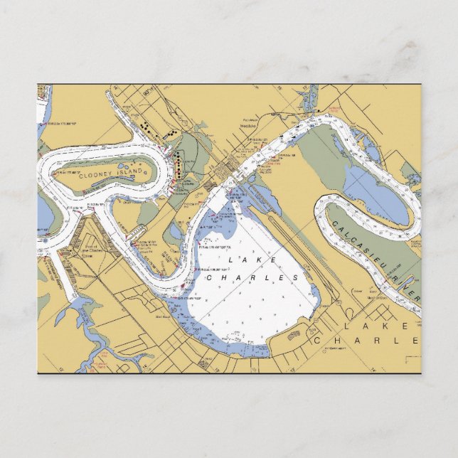 Lake Charles, Louisiana Harbour Chart Postcard (Front)