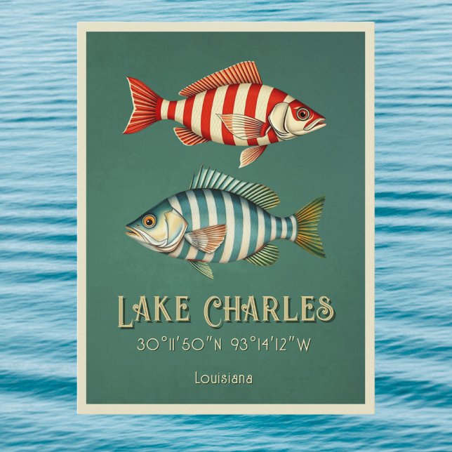 Lake Charles Louisiana striped fish Postcard (Creator Uploaded)