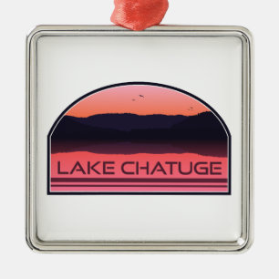 Lake Chatuge North Carolina Georgia Red Sunrise Metal Ornament