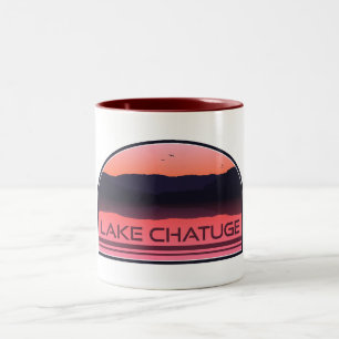 Lake Chatuge North Carolina Georgia Red Sunrise Two-Tone Coffee Mug