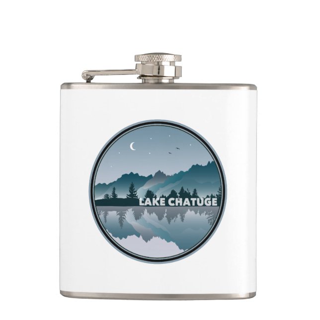 Lake Chatuge North Carolina Georgia Reflection Hip Flask (Front)