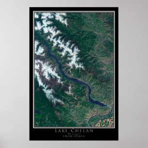 Lake Chelan Washington Satellite Poster Map